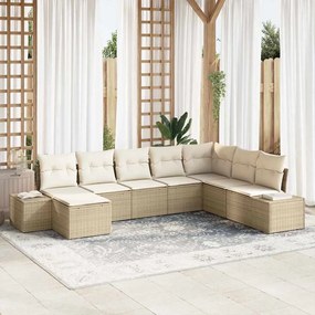 vidaXL Conjunto de Sofá de Jardim 8 pcs Bege 319 x 209 x 85 cm