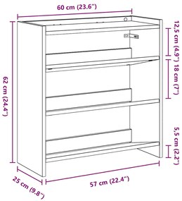 Sapateira 60x25x62 cm derivados de madeira cinzento sonoma