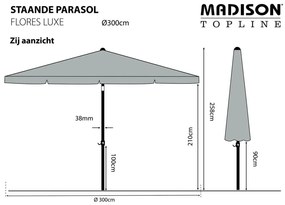 Guarda-sol de jardim Flores Luxe 300 cm redondo verde salva