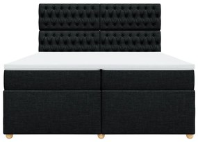 Cama com molas/colchão 200x200 cm tecido preto