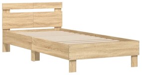 Cama sem colchão com cabeceira 100x200 cm carvalho sonoma