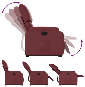 Poltrona massagens reclinável couro artificial vermelho tinto