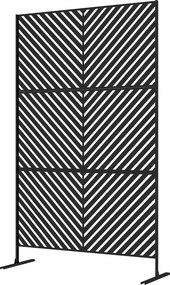 Painel decorativo de proteção visual para exterior com padrão geométrico perfurado em metal - 122 x 45 x 198 cm, preto