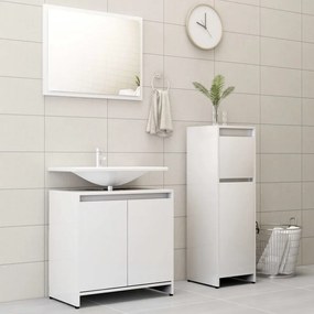 3056931 vidaXL 3 pcs conj. móveis casa de banho contraplacado branco brilhante