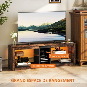 Móvel de TV, 140 x 35 x 47 cm, Iluminação LED com 7 Cores, Castanho
