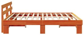 Estrado de Cama com Cabeceira Castanho 200x200 cm Madeira Sólida de Pi