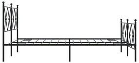 Estrutura de cama com cabeceira e pés 140x200 cm metal preto
