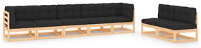 7 pcs conjunto lounge de jardim c/ almofadões pinho maciço