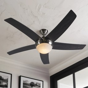 Ventilador de teto em aço com impressão de madeira preta 132cm com controle remoto - Cool