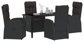 Cadeiras de Jardim Reclináveis 5 pcs Preto 140 x 70 x 73 cm
