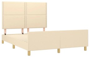 Estrutura de cama sem colchão 140x190 cm tecido cor creme
