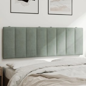 vidaXL Almofadão de cabeceira 120 cm veludo cinzento-claro