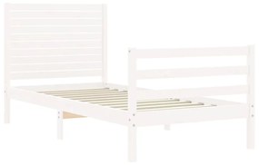 Estrutura de cama com cabeceira 100x200cm madeira maciça branco