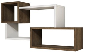Prateleira de Parede Afro – Branco e Nogueira – 90,6x51x20 cm