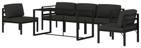 6 pcs conjunto lounge jardim com almofadões alumínio antracite