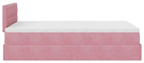 Estrutura de cama otomana com colchão 120x200 cm veludo rosa