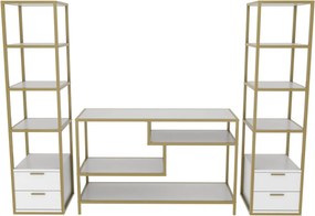 Unidade de TV Robbins – Dourado e Branco – 198 cm x 39 cm x 160 cm