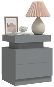 Mesa de cabeceira 45x35x52 cm contraplacado cinzento