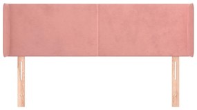 Cabeceira de cama c/ abas veludo 147x16x78/88 cm rosa