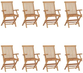 Cadeiras de jardim dobráveis 8 pcs madeira de teca maciça