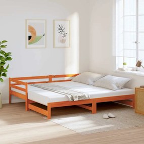 vidaXL Sofá-cama com gavetão 90x200 cm madeira de pinho castanho cera