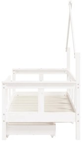 Estrutura cama infantil c/ gavetas 70x140cm pinho maciço branco