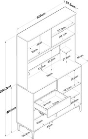 Armário Alto de Cozinha "Stella" - Nogueira e Branco - Design Moderno