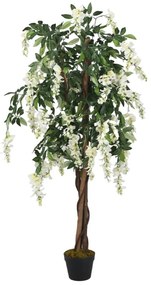 Glicínia artificial 1260 folhas 180 cm verde e branco