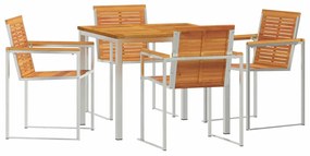 Conjunto de Jantar para Jardim com 5 Peças, mesa de madeira de acácia