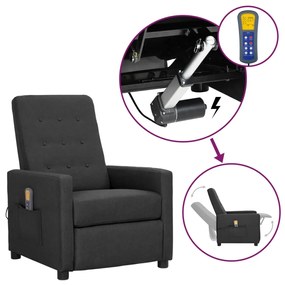 vidaXL Poltrona de massagens elevatória tecido cinzento-escuro