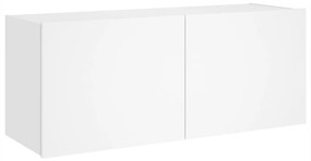 Móvel de parede para TV com luzes LED 100x35x41 cm branco