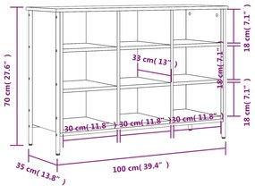 Sapateira Kiri - Com 9 Compartimentos - Cor Carvalho Sonoma - 100x35x7