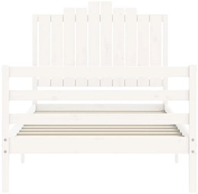 Estrutura de cama com cabeceira 100x200cm madeira maciça branco