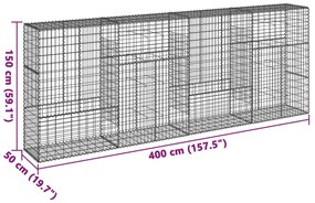 Cesto gabião com cobertura 400x50x150 cm ferro galvanizado