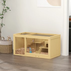 Gaiola para Hamster de Vários Níveis, 100 x 50 x 50 cm, Tabuleiro Amovível, Cor Natural