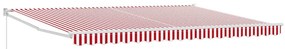 Toldo Retrátil Manual Listras Vermelhas e Brancas 450x300 cm