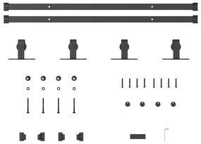 Kit p/ porta de armário deslizante 152 cm aço carbono