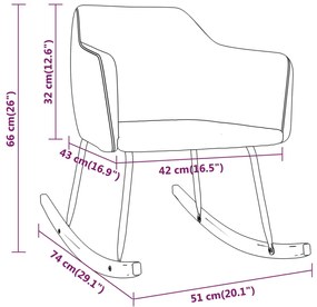 Cadeira de baloiço veludo cinzento-claro