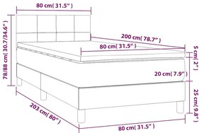 Cama box spring c/ colchão/LED 80x200 cm veludo preto