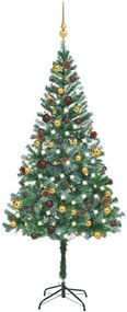 Árvore Natal artificial pré-iluminada c/ bolas e pinhas 180 cm