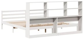 Cama com estante sem colchão 200x200 cm pinho maciço branco