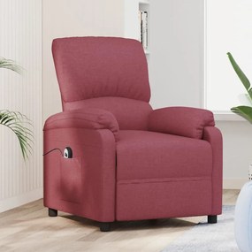 vidaXL Poltrona elevatória tecido vermelho tinto