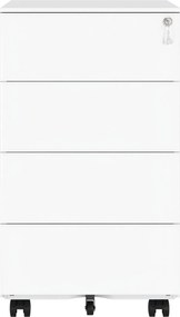 Bloco 4 gavetas para escritório 45,1 x 39 x 69,3 cm com rodas branco