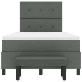 Cama Box Spring com Colchão e Banco Cinza Escuro 120x200 cm Tecido