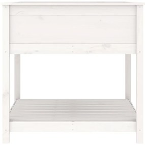 Vaso/floreira com prateleira 82,5x82,5x81cm pinho maciço branco