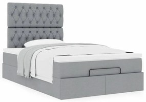 Estrutura cama otomana colchão 120x200 cm tecido cinzento claro