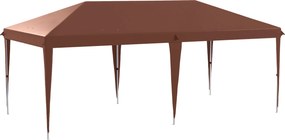 Outsunny Tenda Dobrável 6x3 m com Altura Ajustável em 3 Níveis Bolsa de Transporte Anti-UV e Estrutura de Aço Castanho | Aosom Portugal