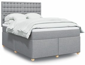 vidaXL Cama com molas/colchão 140x190 cm tecido cinzento-claro