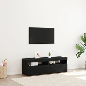 Armários de TV com luzes LED 2 pcs Carvalho Preto 60x35x40 cm Madeira