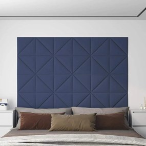 vidaXL Painel de parede 12 pcs 30x30 cm tecido 0,54 m² azul